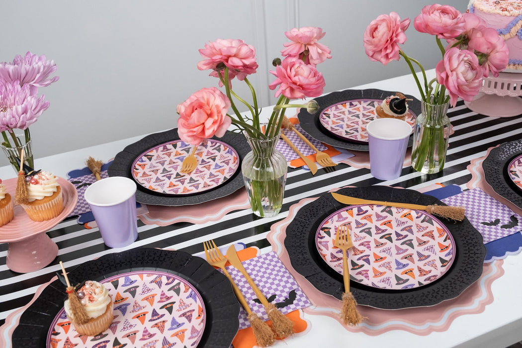 Bewitching Checkered Halloween Cocktail Napkins