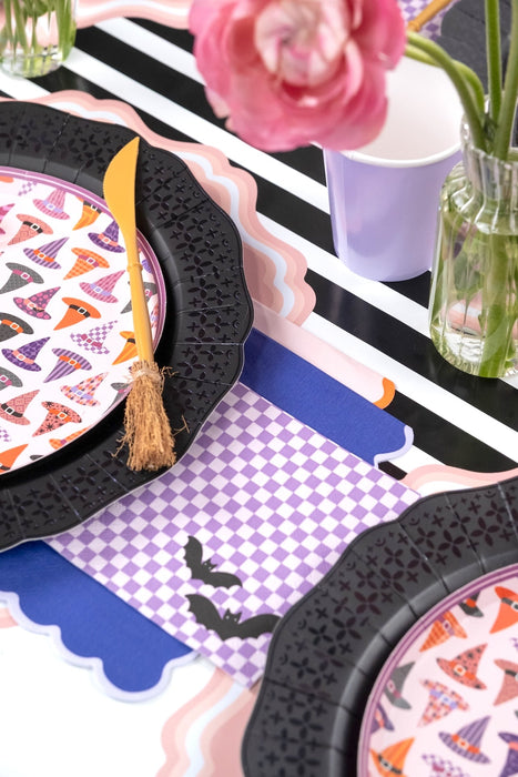 Bewitching Checkered Halloween Cocktail Napkins