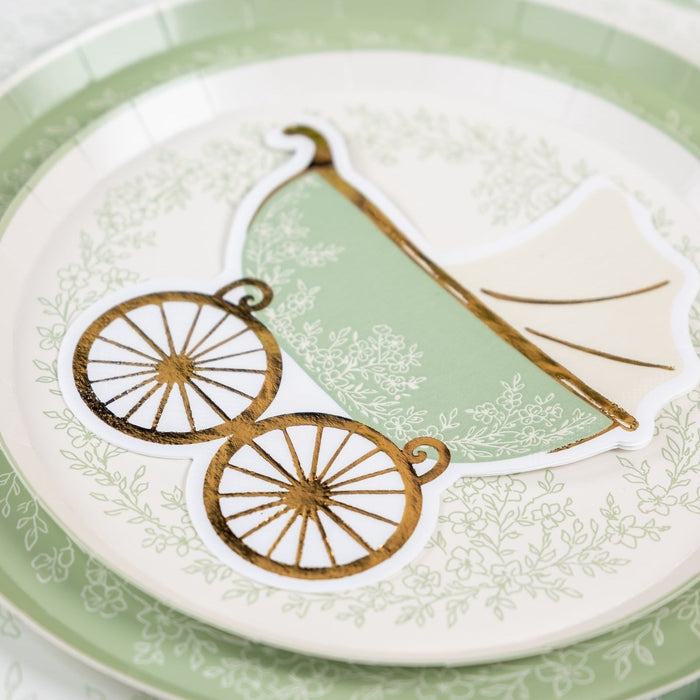 Sage Baby Carriage Beverage Napkins