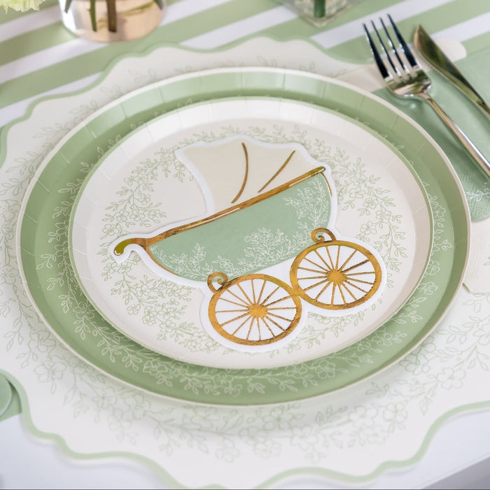 Sage Baby Carriage Beverage Napkins