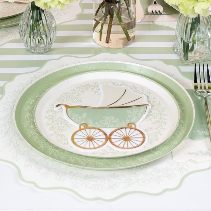 Floral Elegance Sage Dessert Plates