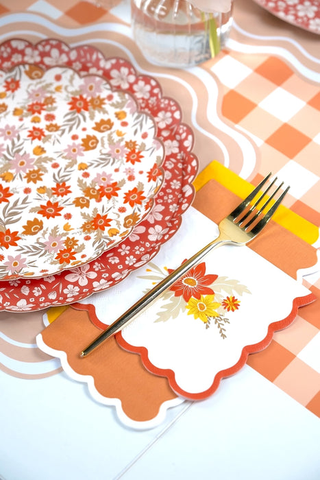 Orange Gingham Paper Table Runner