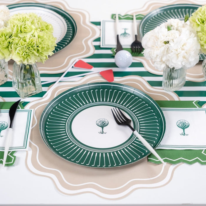 Dark Green Striped Table Runners