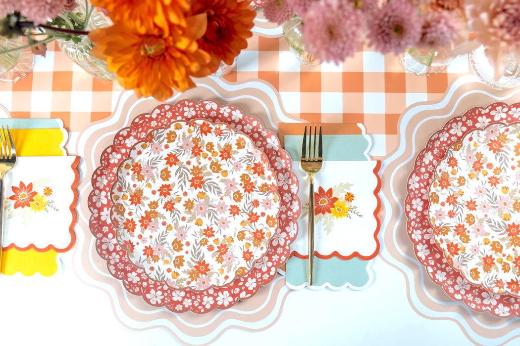 Orange Gingham Paper Table Runner