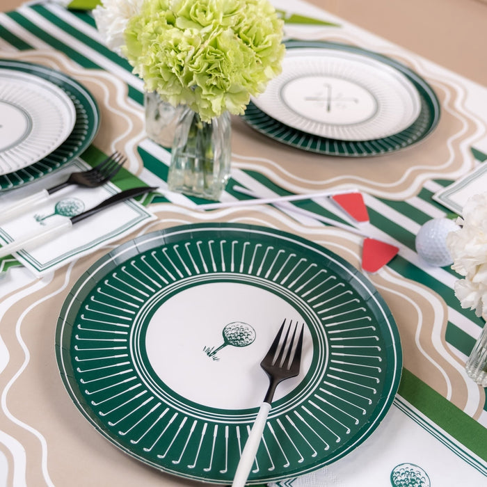 Dark Green Striped Table Runners