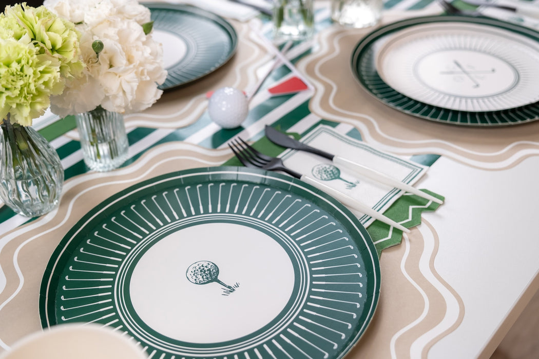 Dark Green Striped Table Runners