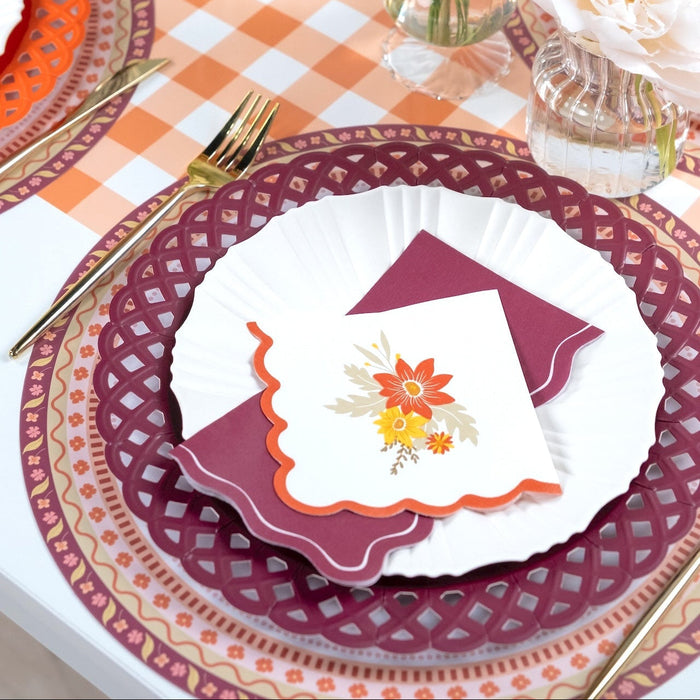 Burgundy Scallop Guest Towels