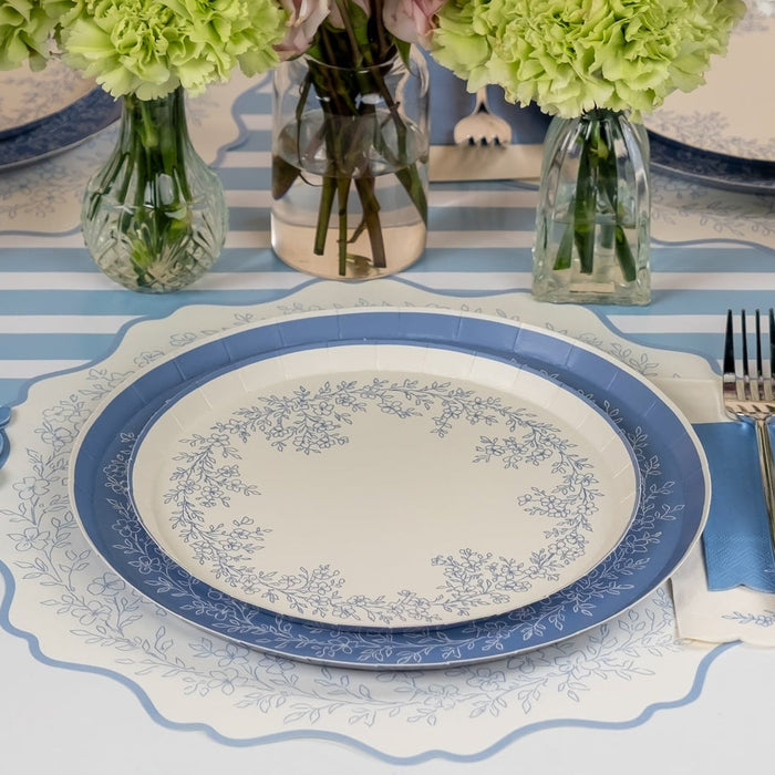 Floral Elegance Blue Dinner Plates