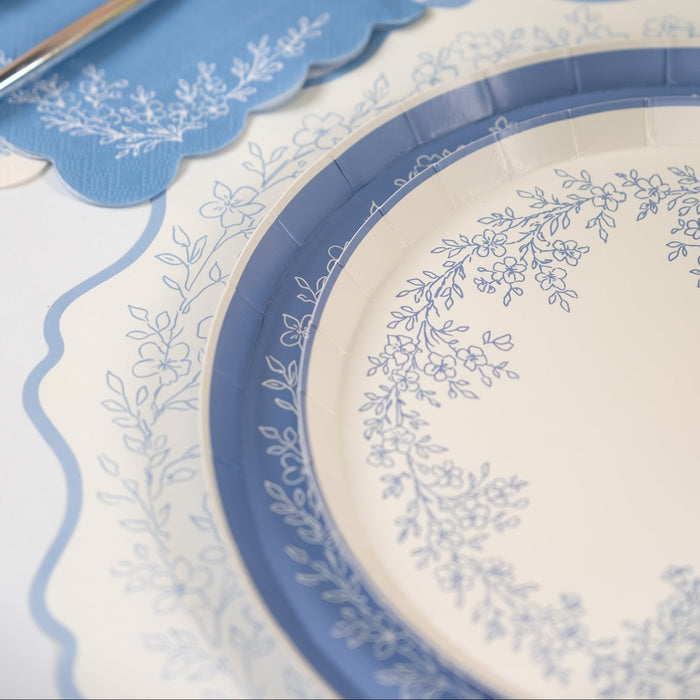 Floral Elegance Blue Dessert Plates