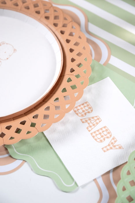 Light Brown Basketweave Dinner Plates