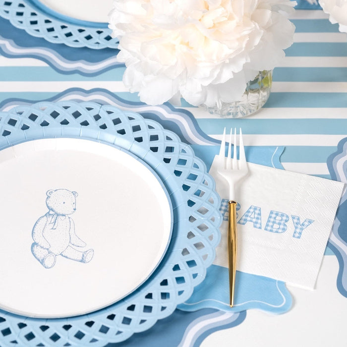Light Blue Scallop Guest Towels
