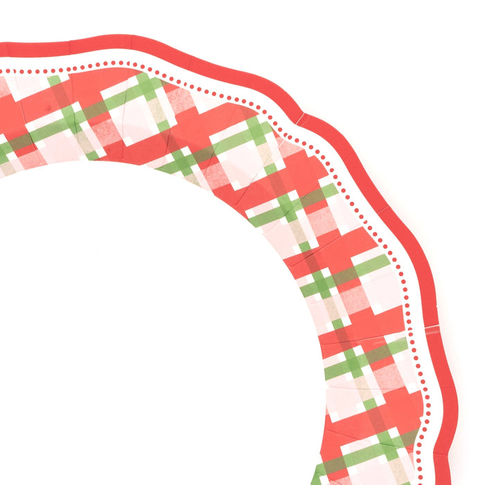 Red Elegant Plaid Dinner Plates