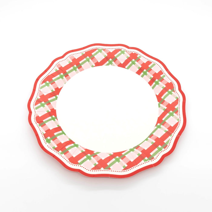 Red Elegant Plaid Dinner Plates