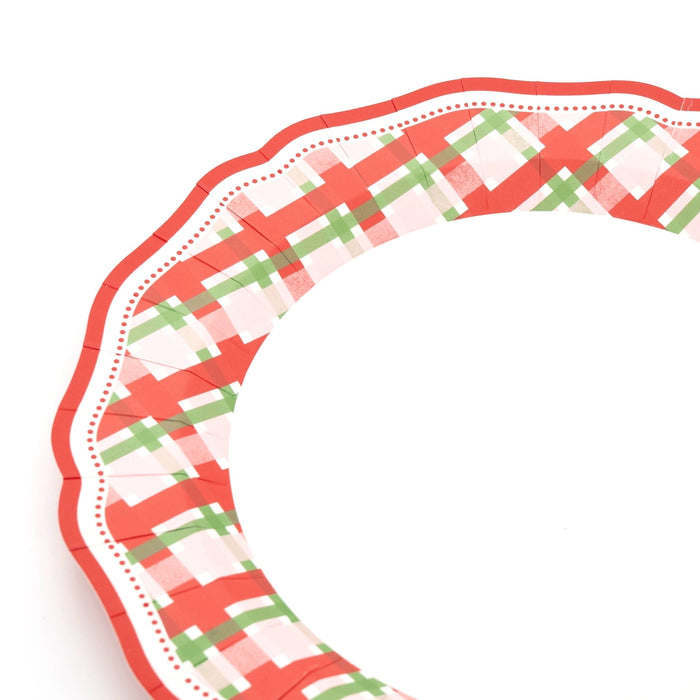 Red Elegant Plaid Dinner Plates