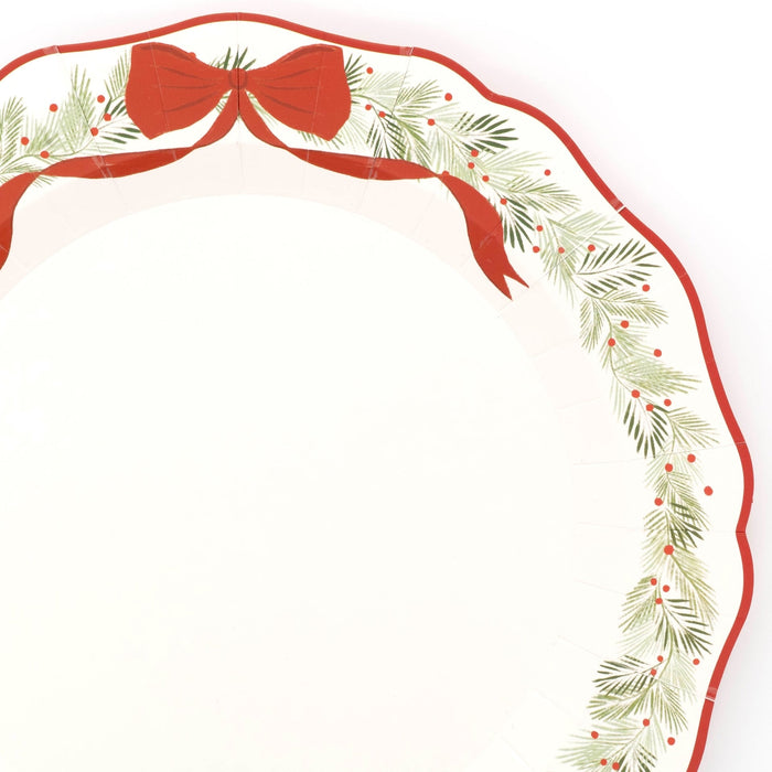 Elegant Holiday Wreath Dinner Plates