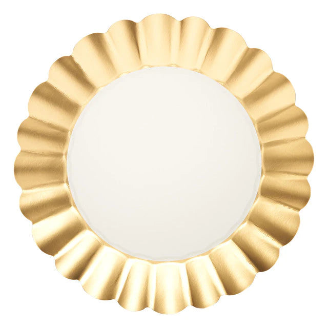 Gold & White Scalloped Dinner Plate