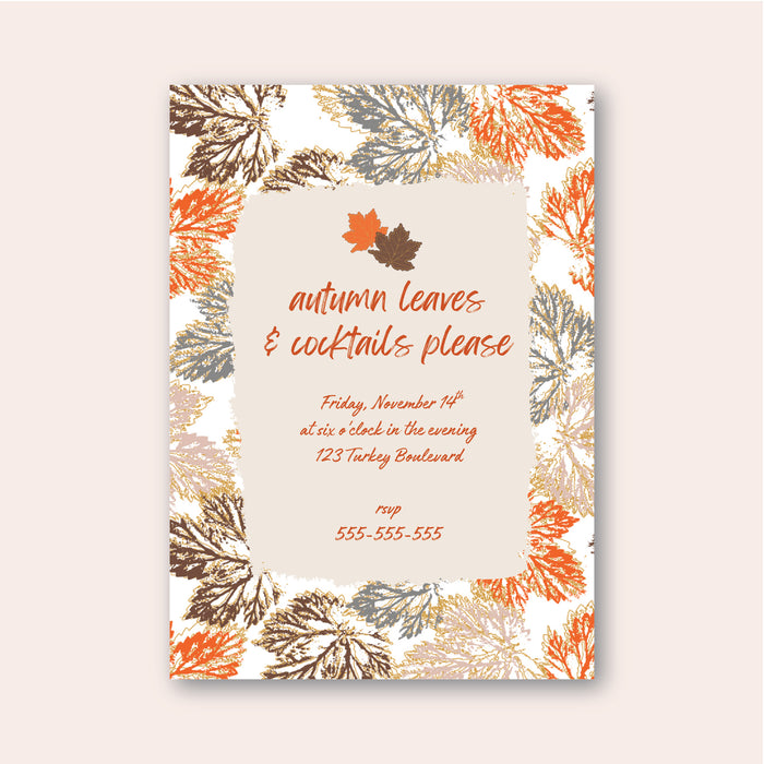 Falling Leaves Thanksgiving Digital Invitation