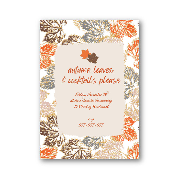Falling Leaves Thanksgiving Digital Invitation