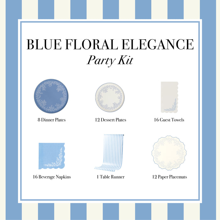 Blue Floral Elegance Party Kit