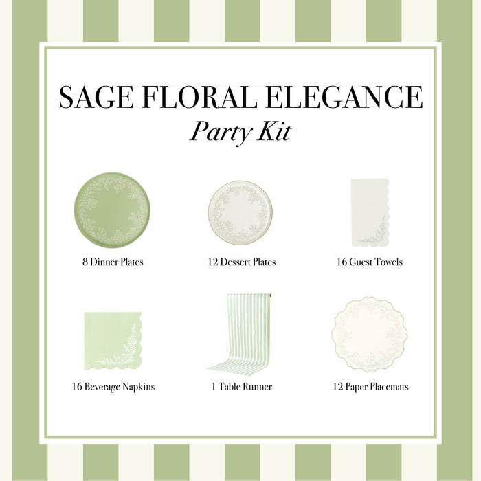 Sage Floral Elegance Party Kit