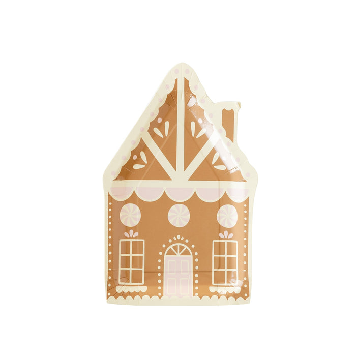 Pink Gingerbread house Paper Plates