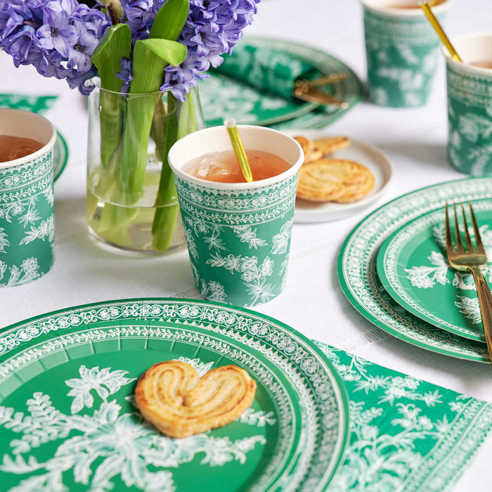 Emerald Toile Dinner Paper Plates