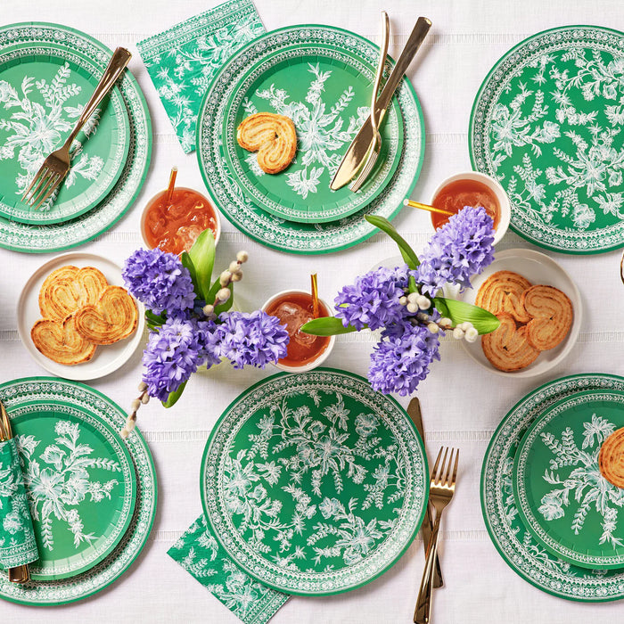 Emerald Toile Dessert Paper Plates