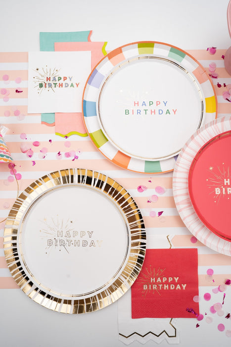 Pink Happy Birthday Beverage Napkins