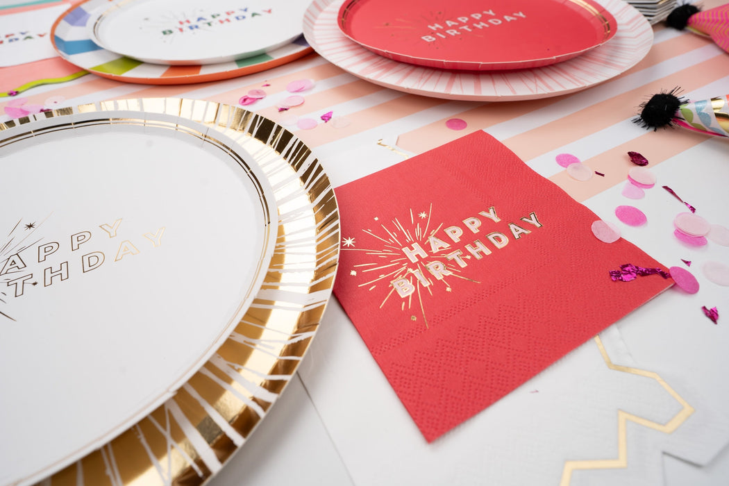 Pink Happy Birthday Beverage Napkins