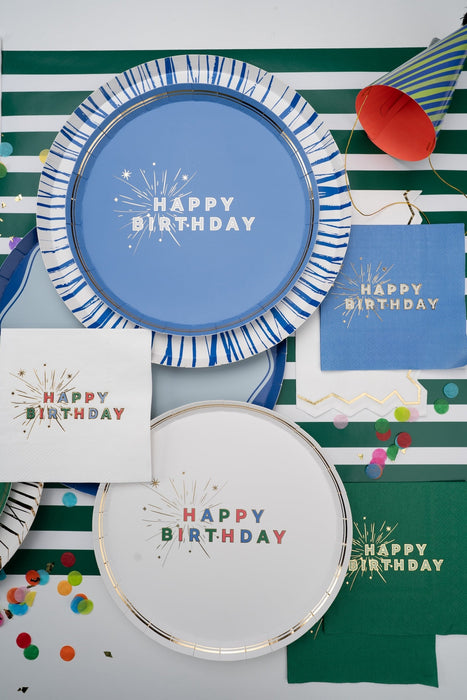 Blue Happy Birthday Beverage Napkins