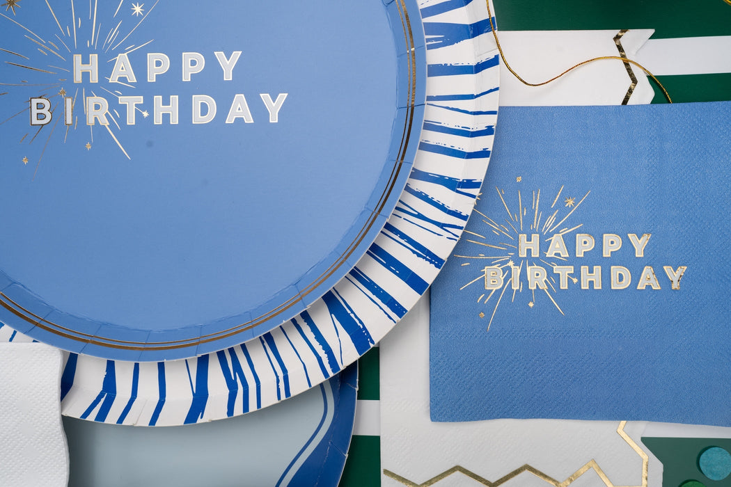 Blue Happy Birthday Beverage Napkins