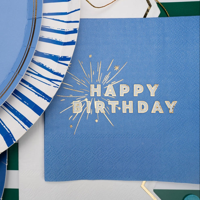 Blue Happy Birthday Beverage Napkins