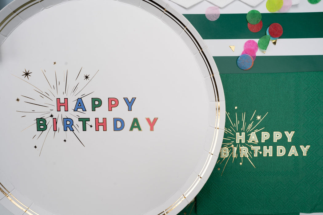 Green Happy Birthday Beverage Napkins