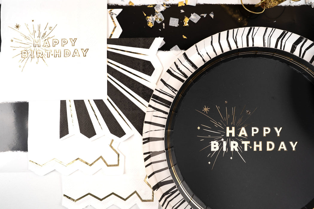 White Happy Birthday Beverage Napkins