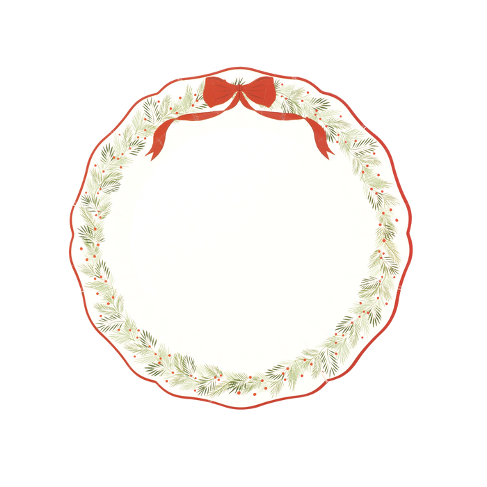 Elegant Holiday Wreath Dinner Plates