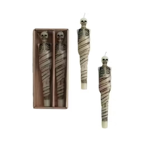 Unscented Mummy Shaped Taper Candles in Box