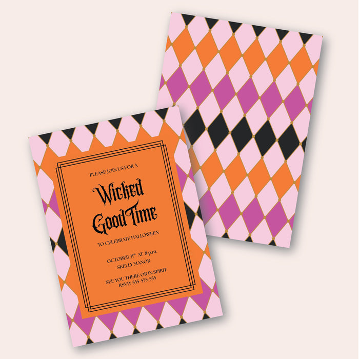 Halloween Harlequin Diamond Digital Invitation