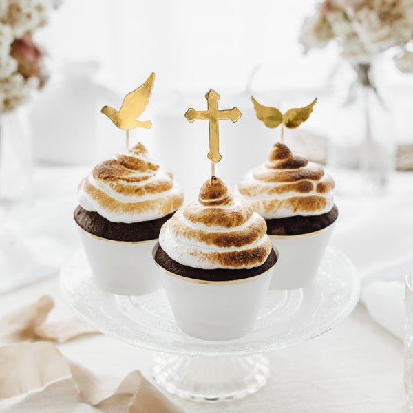 Gold Religious Cupcake Toppers