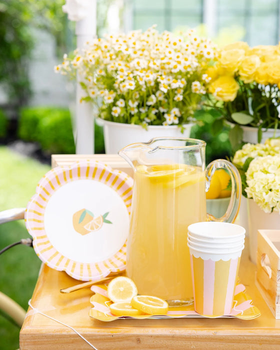 Yellow & Pink Striped Party Cup