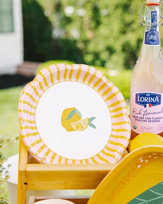 Yellow & Pink Striped Scallops Plate