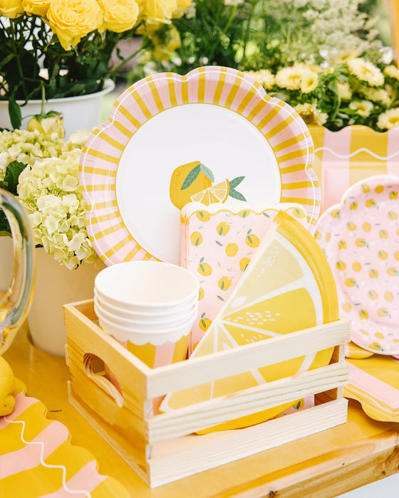 Yellow & Pink Striped Scallops Plate