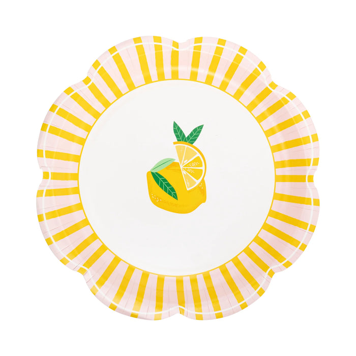 Yellow & Pink Striped Scallops Plate