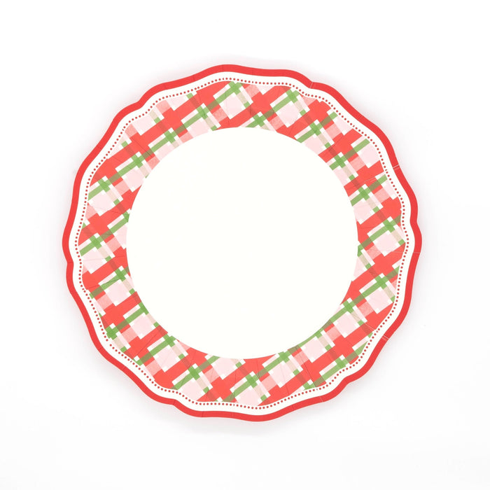 Red Elegant Plaid Dinner Plates