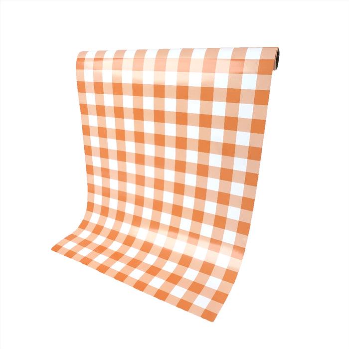Orange Gingham Paper Table Runner