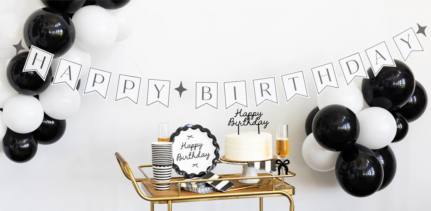 Black Happy Birthday Banner