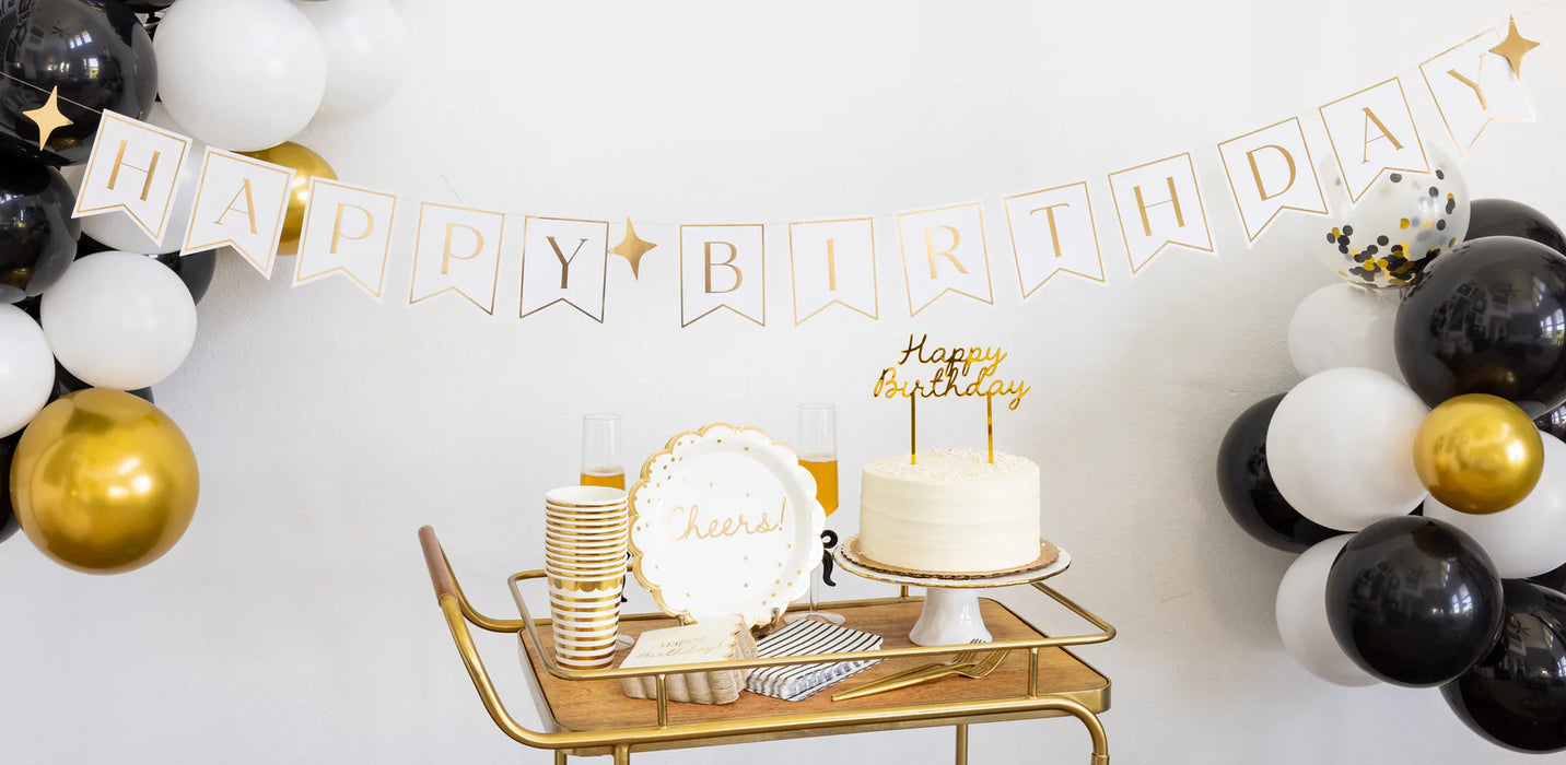Gold Happy Birthday Banner