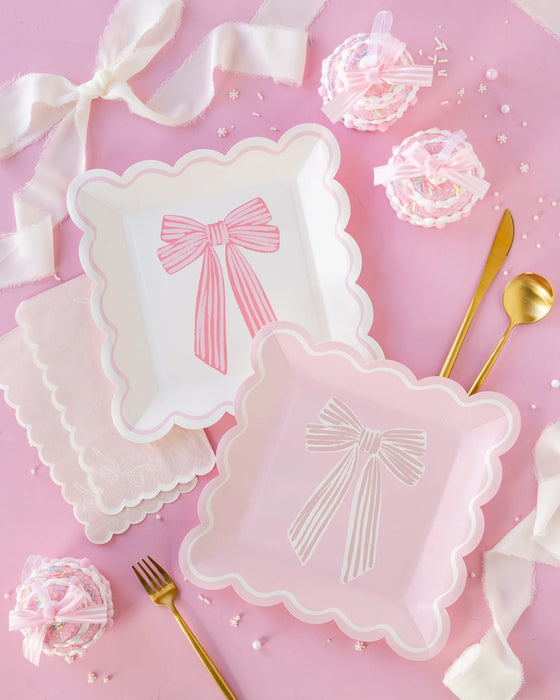 Pink Bows Paper Plate Set