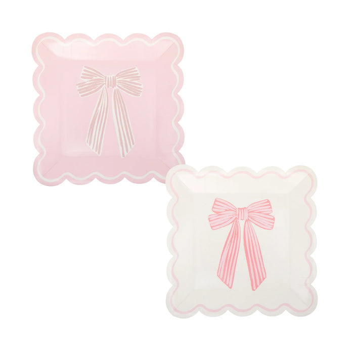 Pink Bows Paper Plate Set