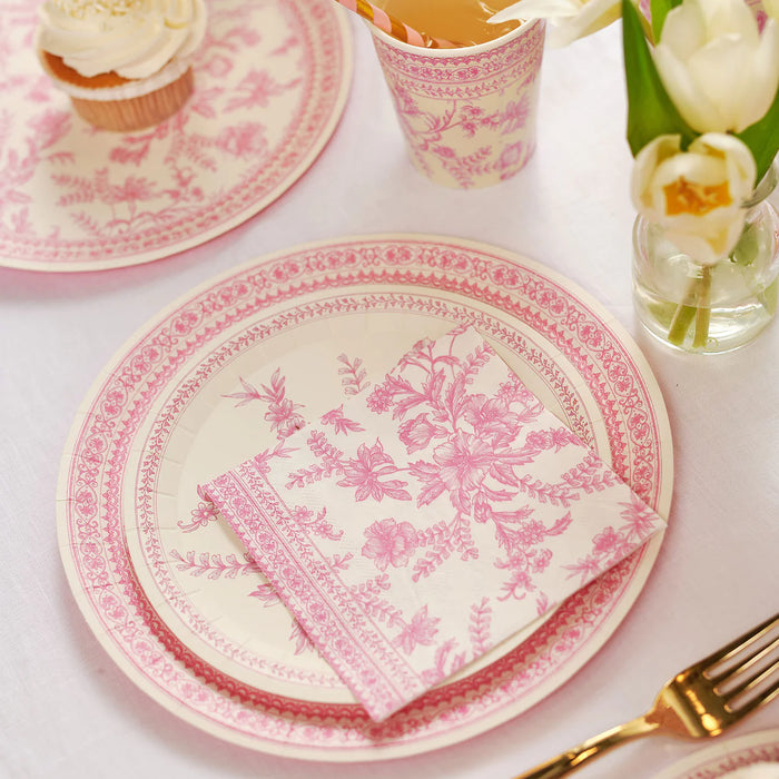 Pink Toile Dessert Paper Plates