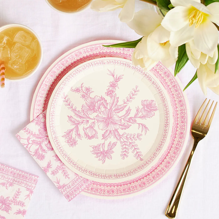 Pink Toile Dessert Paper Plates